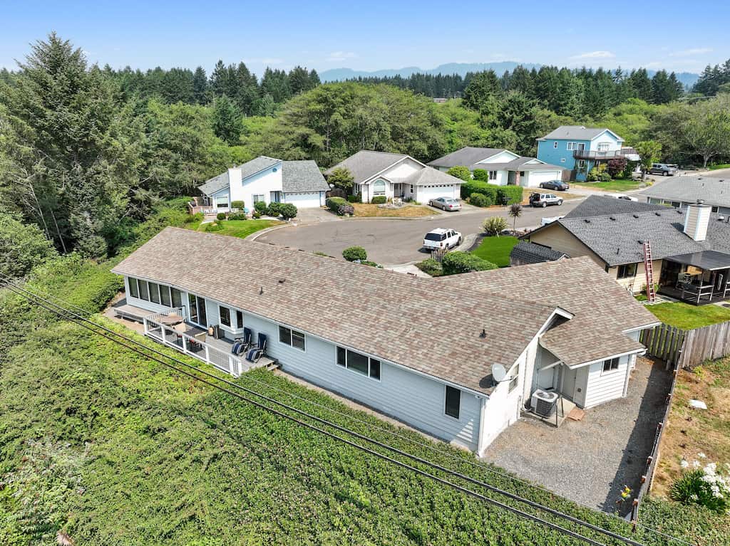 Aerial view overlooking Harris Beach Overlook, a Brookings Vacation Rental