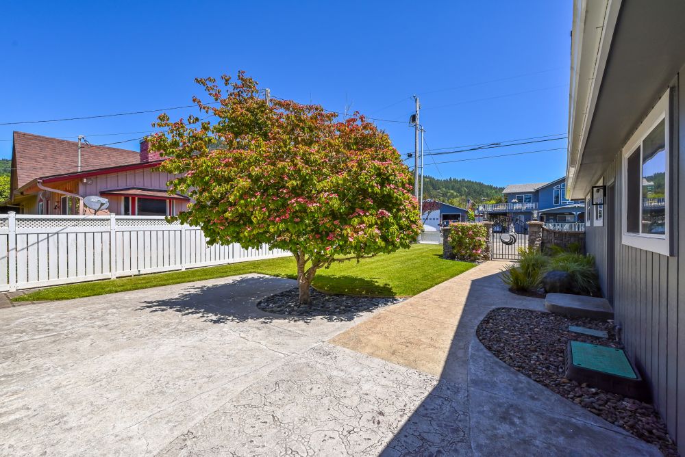 A photo of the side-yard at Paradise Found