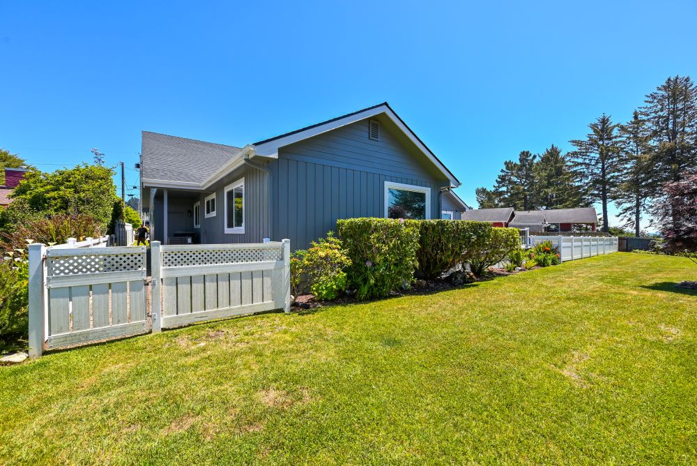 A photo of the side-yard at Paradise Found