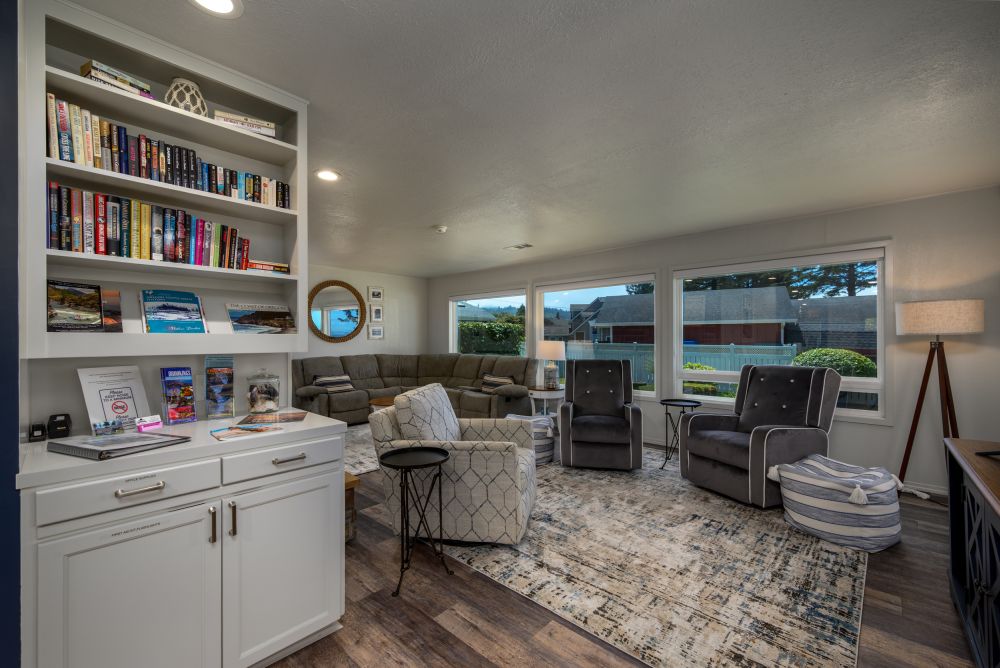 A photo of the great room leading into the kitchen and gameroom