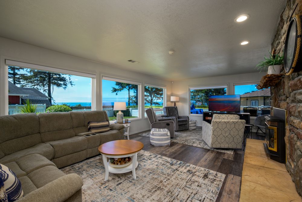 A photo of the great room leading into the kitchen and gameroom