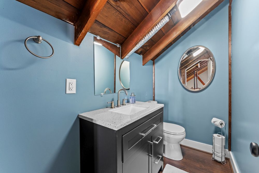 Sunset Cabins newly added 1/2 bath in the lofted living area.