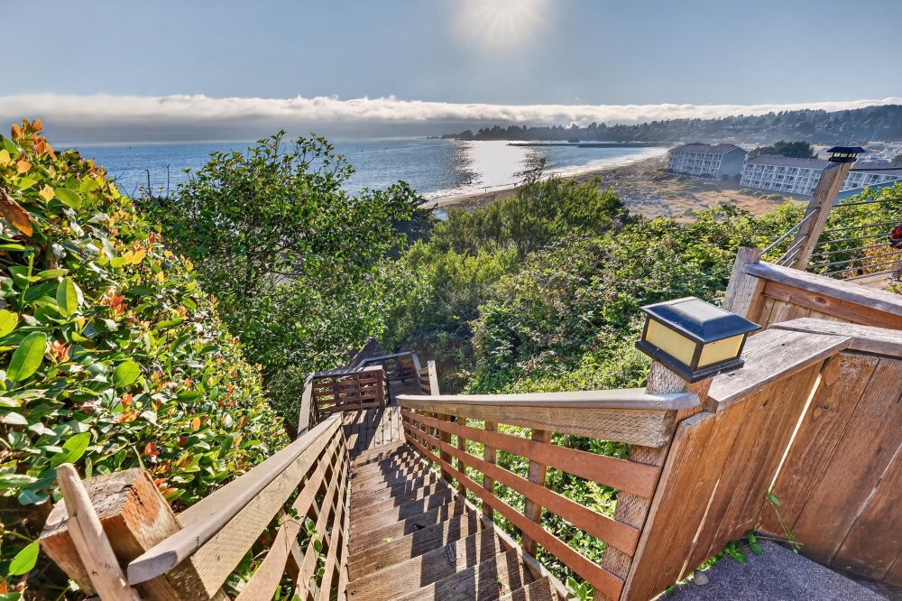 Staircase to the beach at Day Dreamin', A Brookings Vacation Rental Home