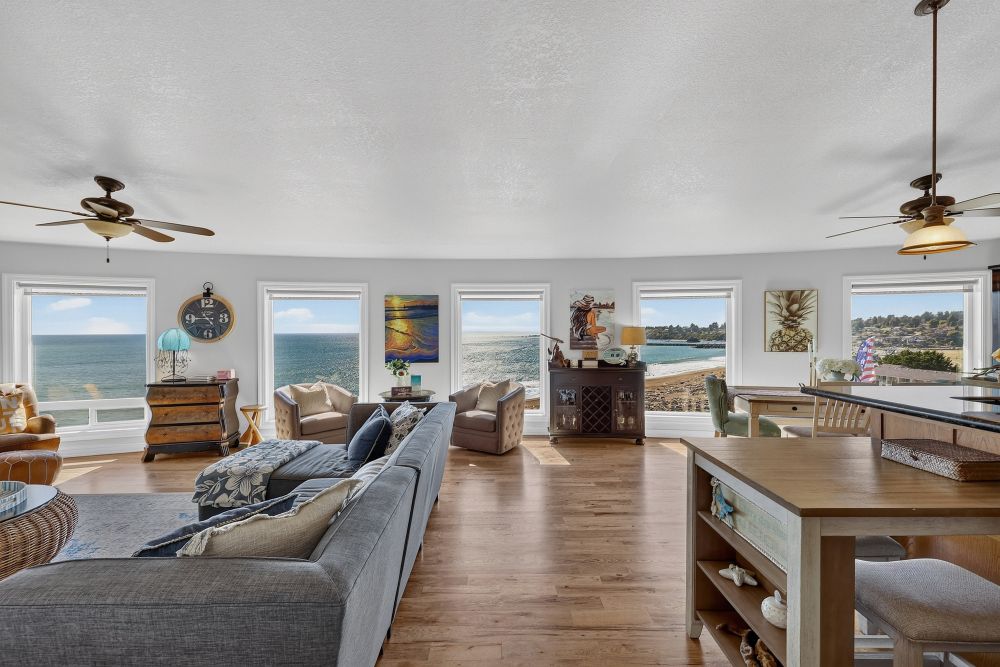 Living Area with amazing ocean views at Day Dreamin', A Brookings Vacation Rental Home