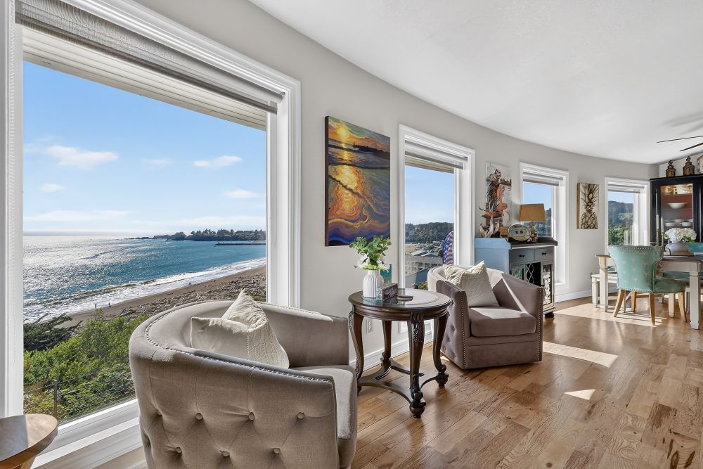 Living Area with amazing ocean views at Day Dreamin', A Brookings Vacation Rental Home